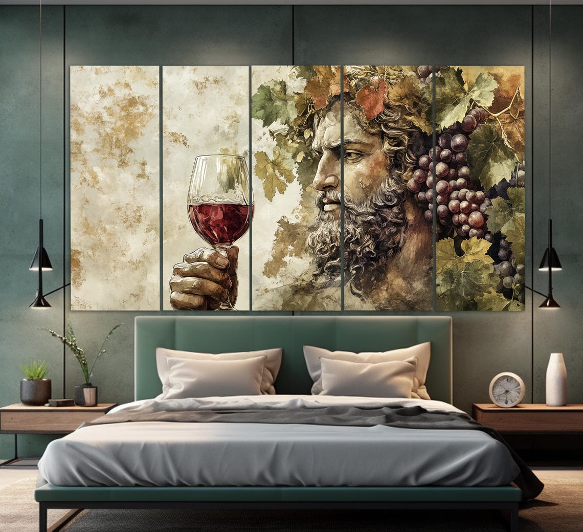 Ancient Dionysus God of Wine Vineyard Grape Crown Art Poster - Image 2