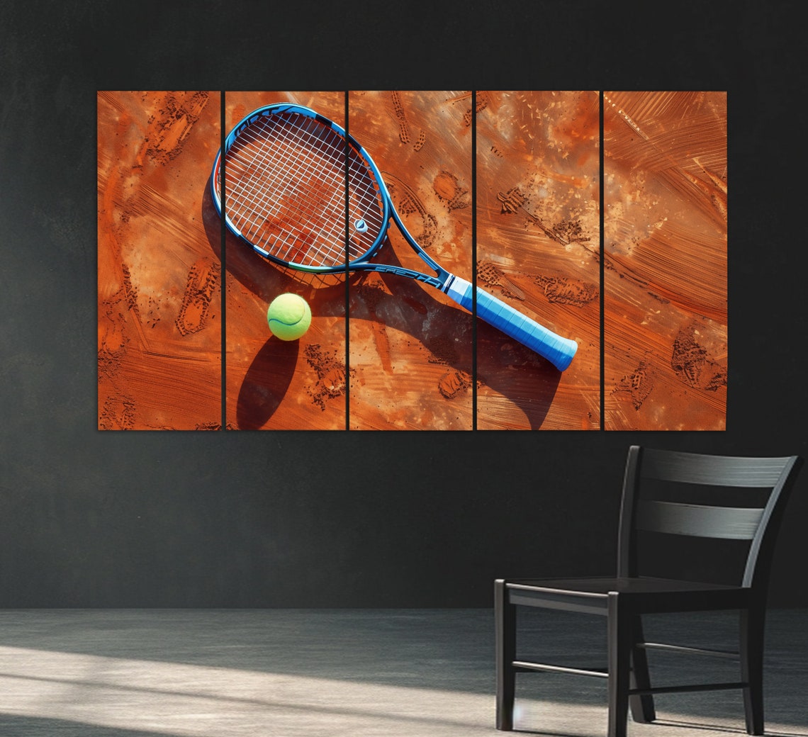 Abstract Tennis Wall Art Tennis Racket Print Tennis Painting Tennis Poster Tennis Fan Gift Tennis Club Wall Decor - Image 2