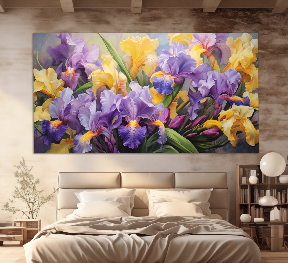 Blooming Purple Iris Flowers Painterly Romantic Floral Wall Art Poster