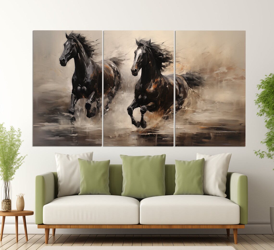 Friesian Horses, Vintage Oil Painting Style Art Print - Image 5