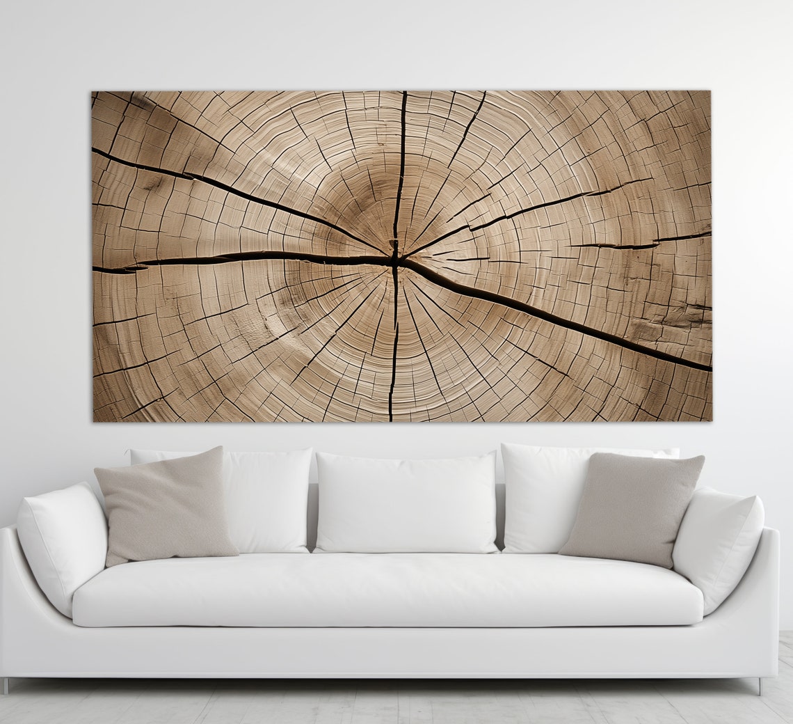 Tree Trunk Growth Rings Cross Section Warm Wood Texture Art Poster - Image 2