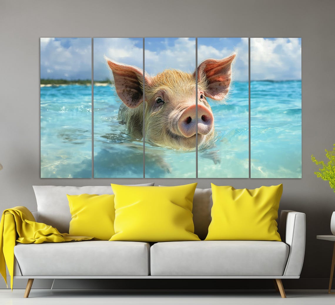 Swimming Pig Turquoise Bahamas Water Exuma Island Tropical Poster - Image 2