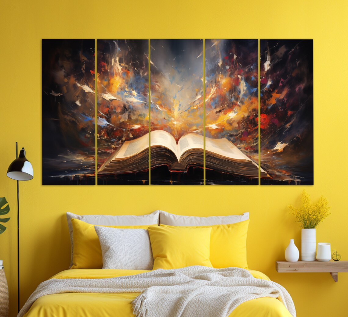 Open Book Vintage Oil Painting Style Art Print - Image 3