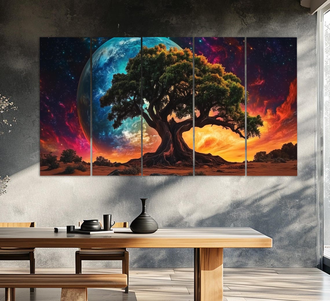 Fantasy Tree Alien Planet Galaxy Nebula Cosmic Surreal Wall Art Poster - Image 2