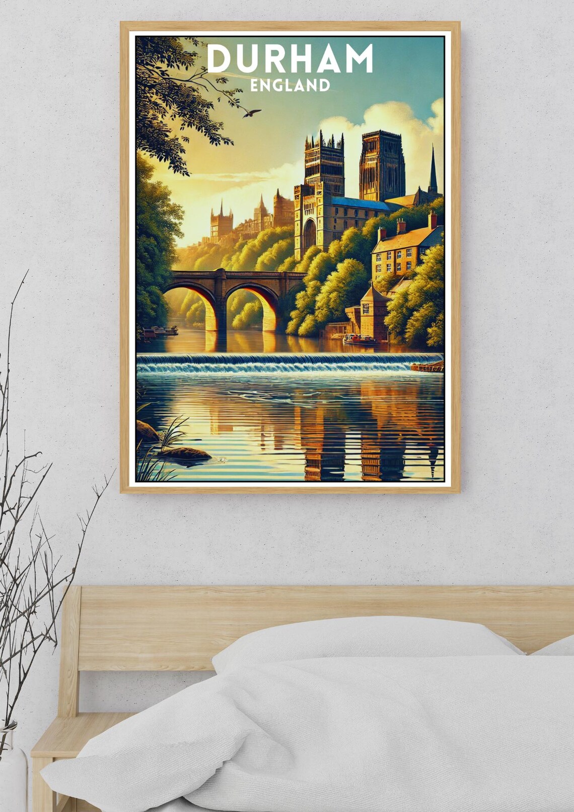Durham England Cathedral Riverside Golden Hour Travel Poster - Image 5
