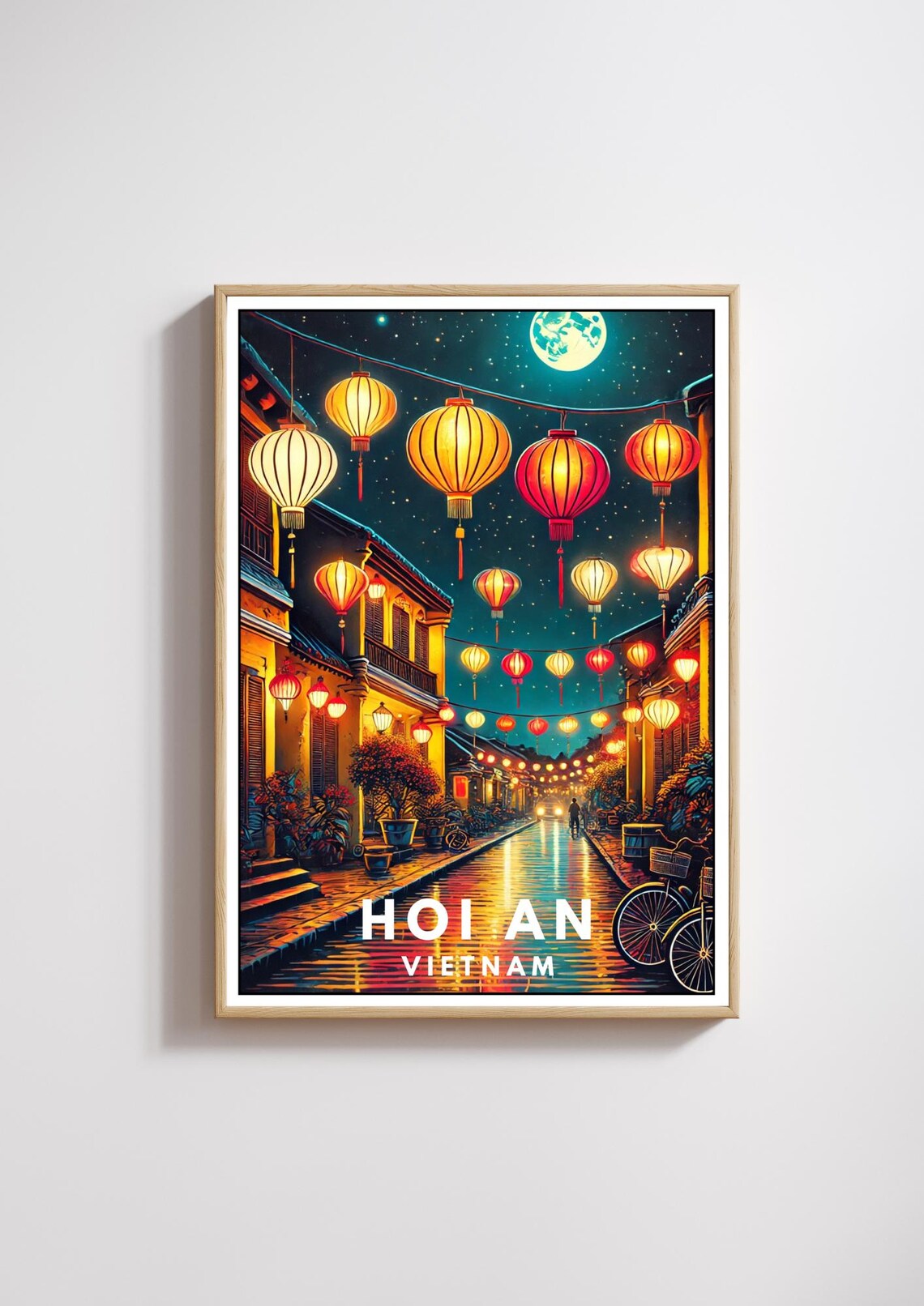 Hoi An Travel Poster, Lantern Street Illustration
