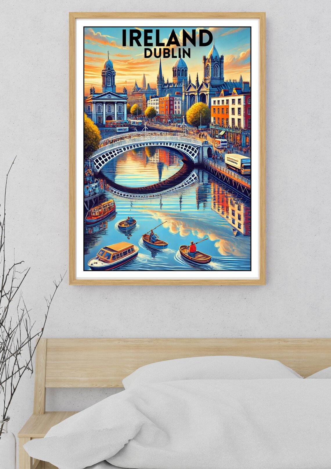 Dublin Ireland Hapenny Bridge River Liffey City Sunset Travel Poster - Image 5