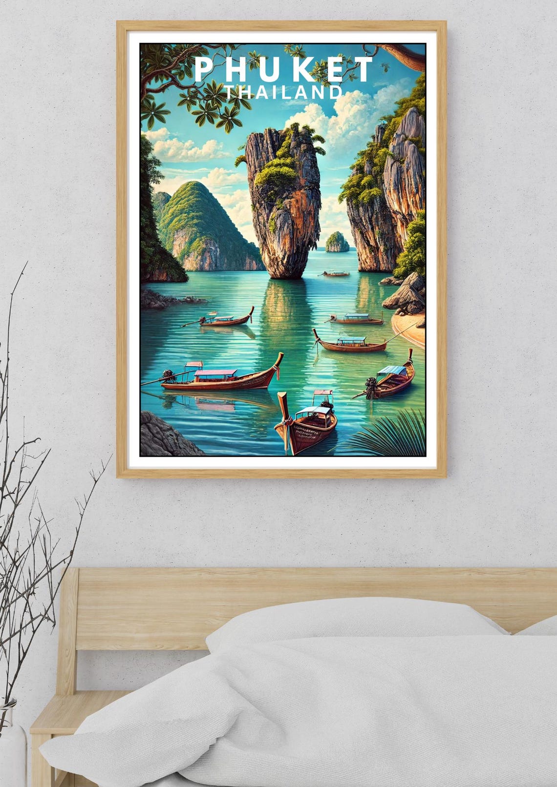 Phuket Thailand Limestone Karst Longtail Boat Tropical Travel Poster - Image 5