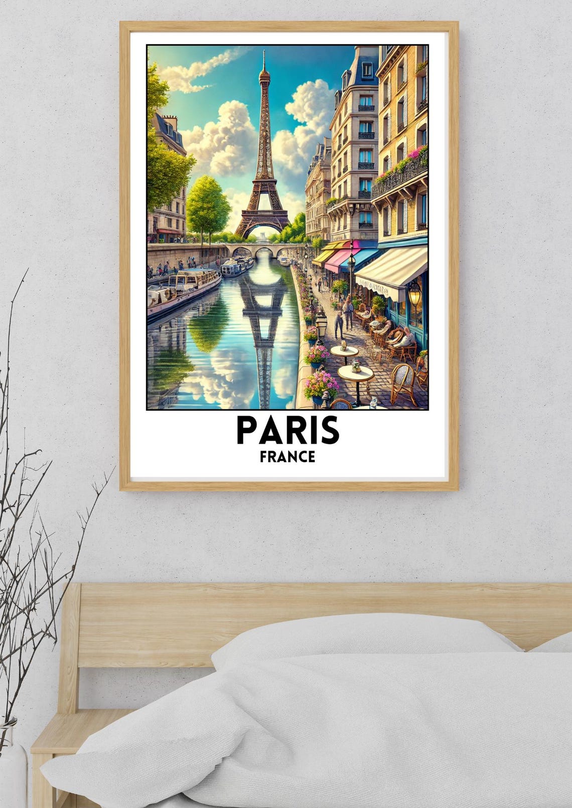 Paris France Eiffel Tower Canal Cafe Street Romantic Travel Poster - Image 5