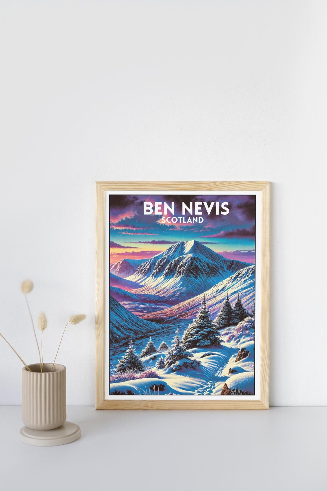 Ben Nevis Scotland Highest Mountain Snowy Winter Vintage Poster - Image 2