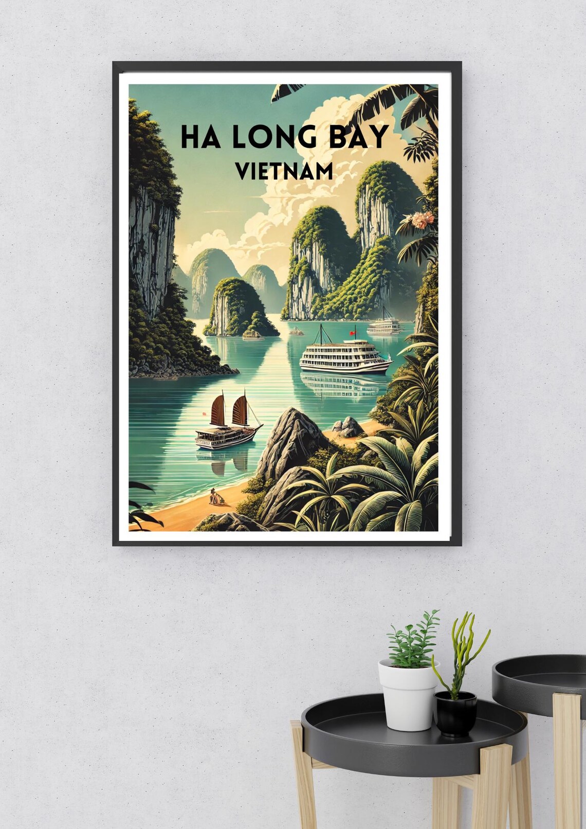 Ha Long Bay Vietnam Karst Islands Junk Boat Emerald Travel Poster - Image 2