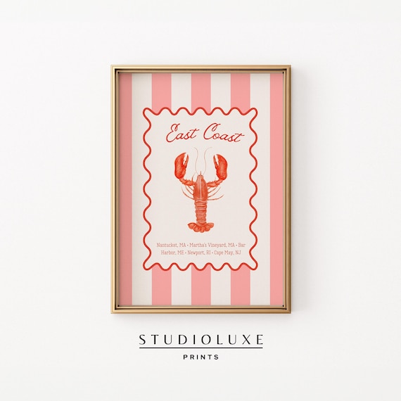 Nantucket Print East Coast Prints Coastal Wall Art Granddaughter Lobster Trendy Kitchen Decor