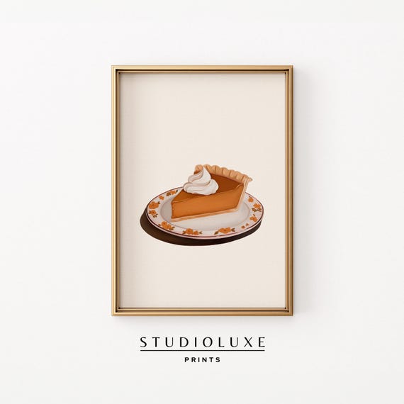 Classic Pumpkin Pie Slice With Whipped Cream Fall Kitchen Poster