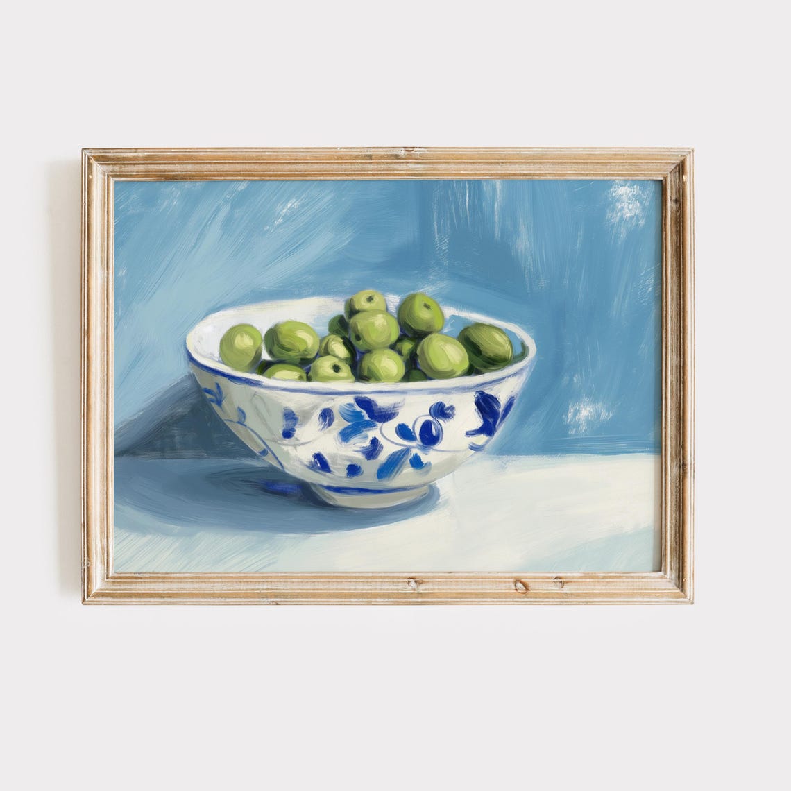 Fresh Green Olives in Chinoiserie Bowl Still Life Kitchen Poster