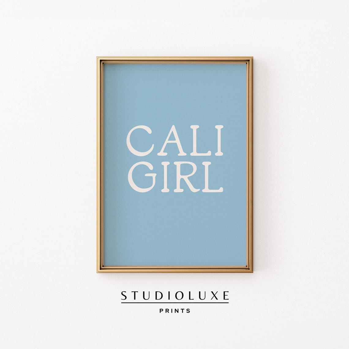 Cali Girl Blue Block Lettering Surf Summer Typography Poster