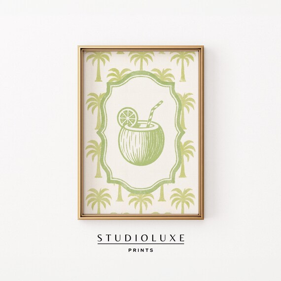Lime in the Coconut Tropical Drink Palm Tree Coastal Kitchen Poster