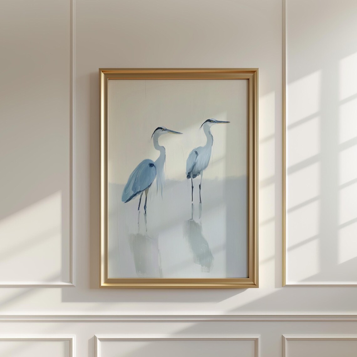 Blue Herons Painting Coastal Bird Art Print