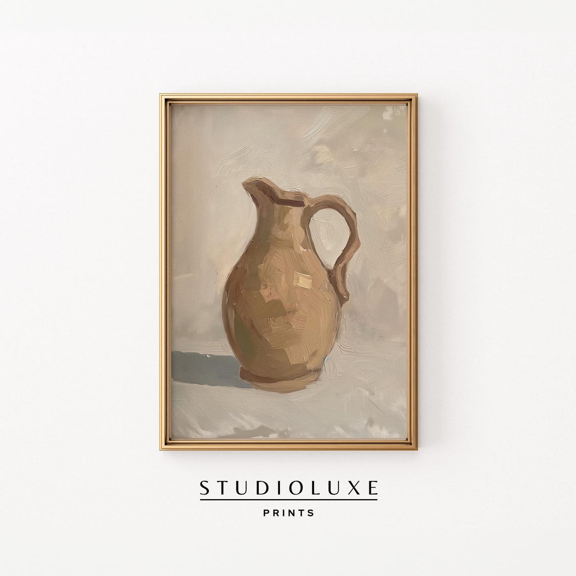 Rustic Terracotta Clay Jug Painted in Warm Oils Still Life Poster