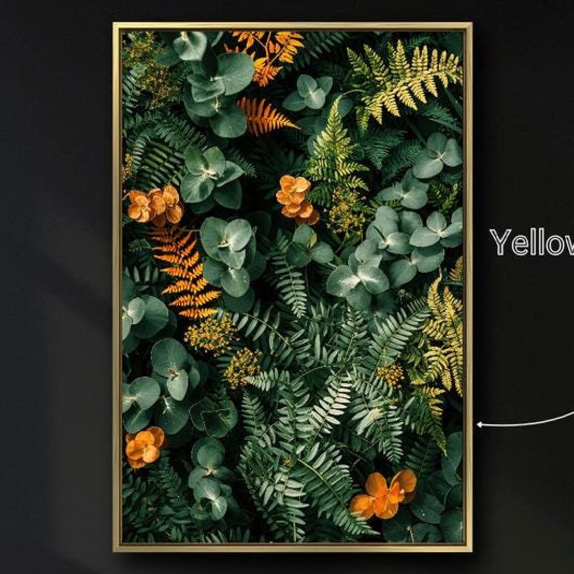 Vibrant Green Foliage Ferns Eucalyptus Orange Flowers Botanical Poster