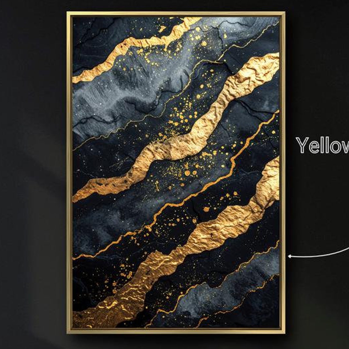 Black Gold Marble Abstract Geode Luxury Modern Art Wall Decor Poster
