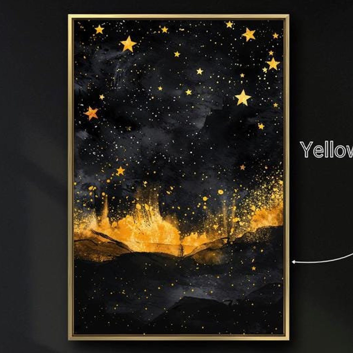 Golden Stars Black Night Sky Celestial Milky Way Glow Poster