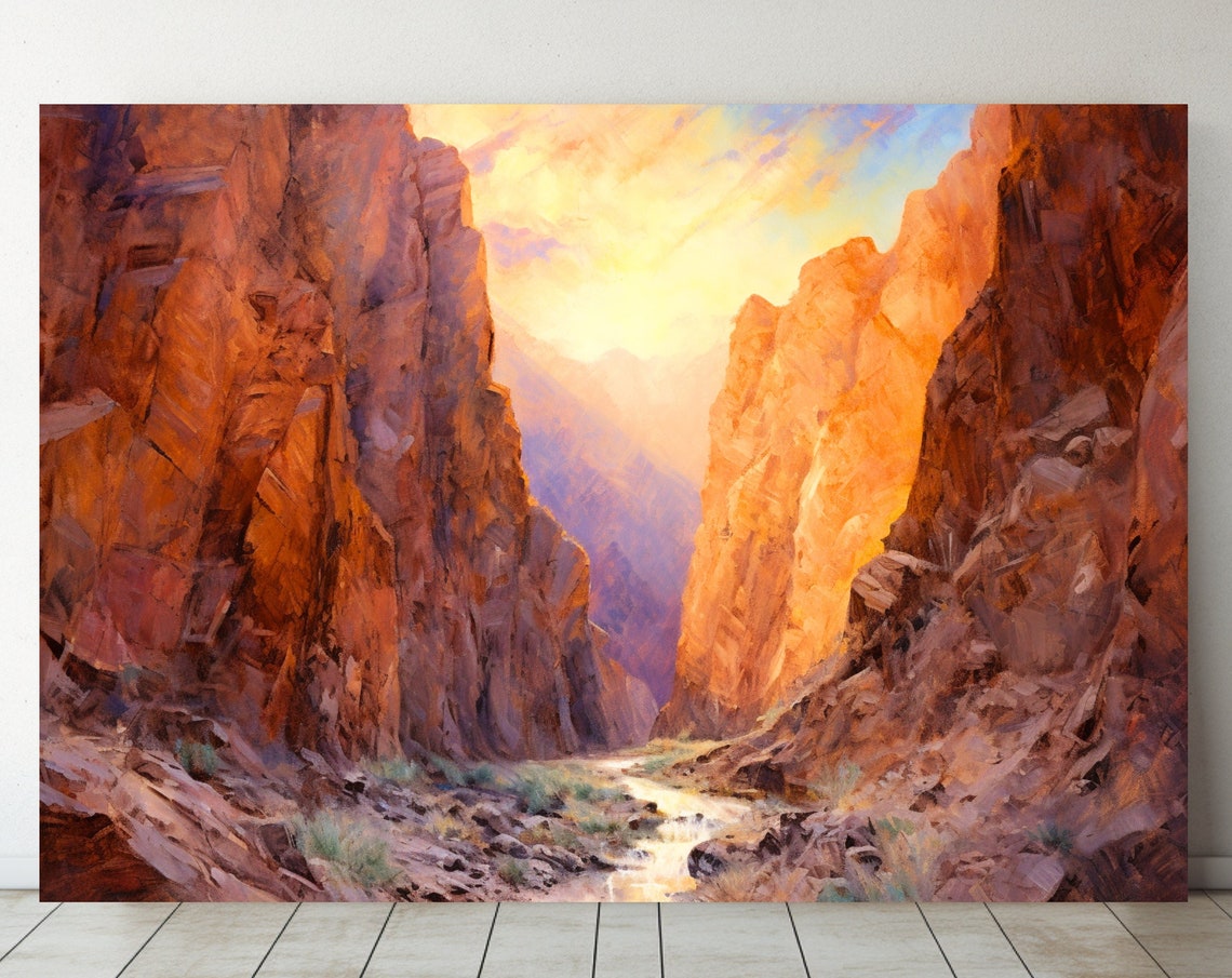 Art Of Desert Light Nature Scene Print On Beautiful Original Landscape Impressionist Painting Cottagecore Western Art