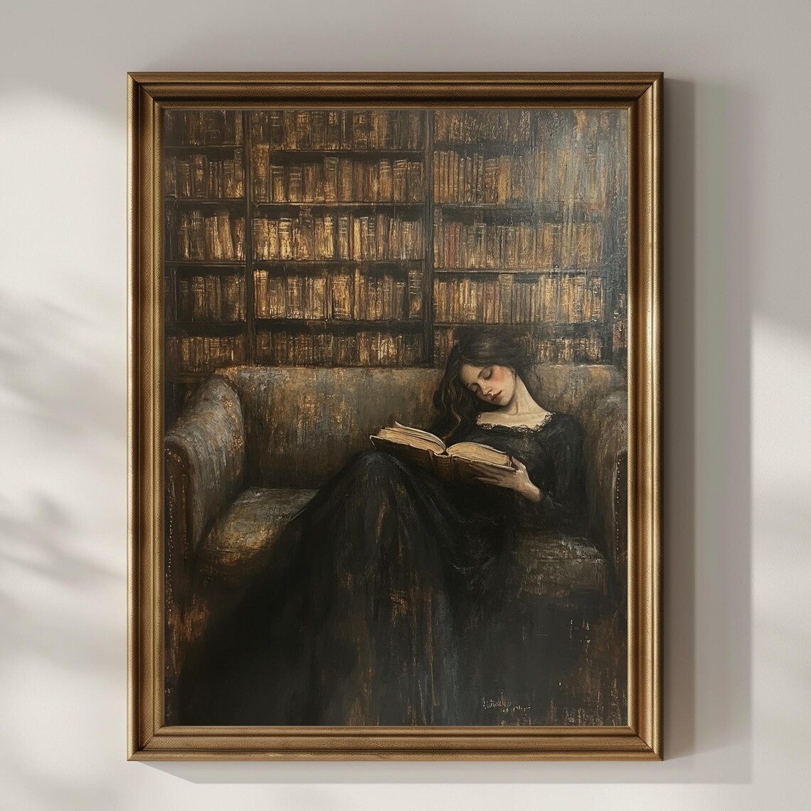 Victorian Woman Reading Book, Dark Academia Poster