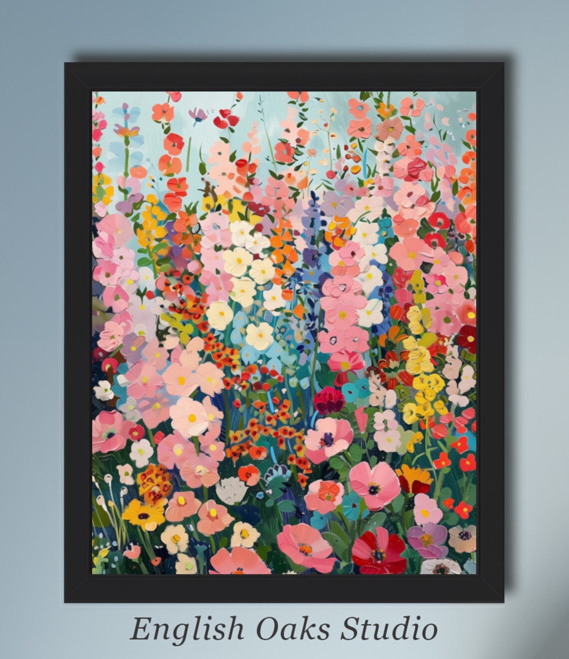 Colorful Wildflower Garden Abstract Blooms Pink Red Orange Blue Poster