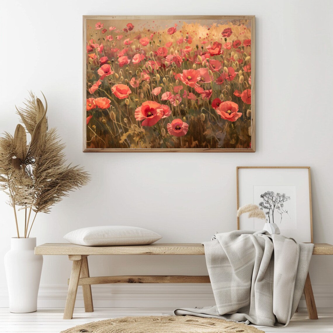Red Poppy Field Glowing In Warm Golden Afternoon Light Vintage Poster - Image 2