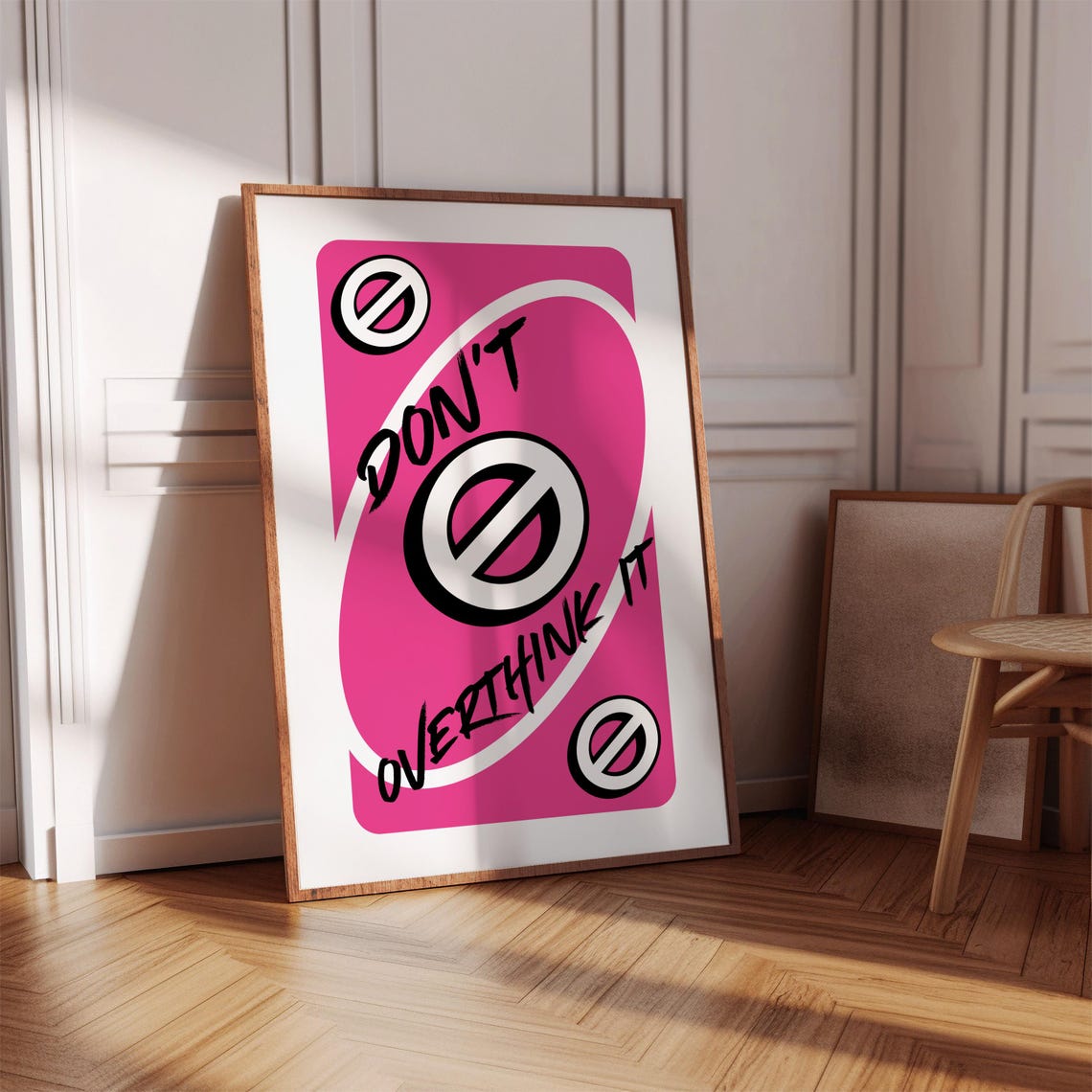 Dont Overthink It Pink Playing Card Style Positive Mindset Poster - Image 5