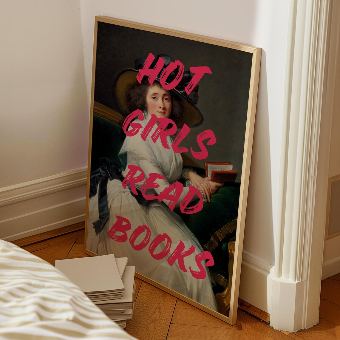 Hot Girls Read Books Vintage Portrait Pink Brush Quote Poster - Image 6