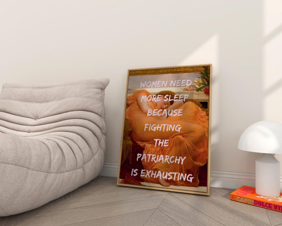 Women Need More Sleep Flaming June Feminist Classic Art Quote Poster - Image 8