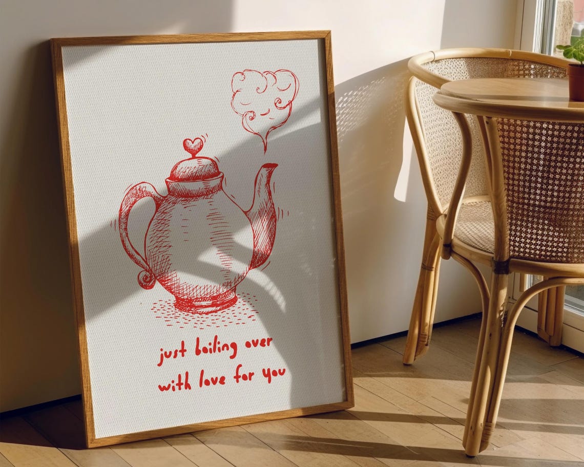 Aesthetic Kitchen Decor Cute Teapot Illustration Art Kitchen Wall Art Print Dining Room Print Tea Lover Gift Retro Print Print - Image 8