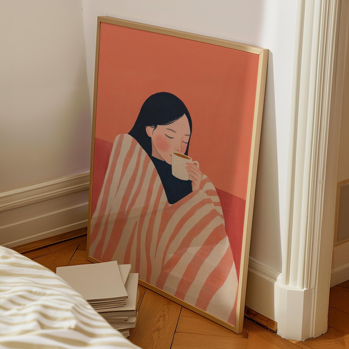 Girl With Coffee, Trendy Abstract Kitchen Decor - Image 4