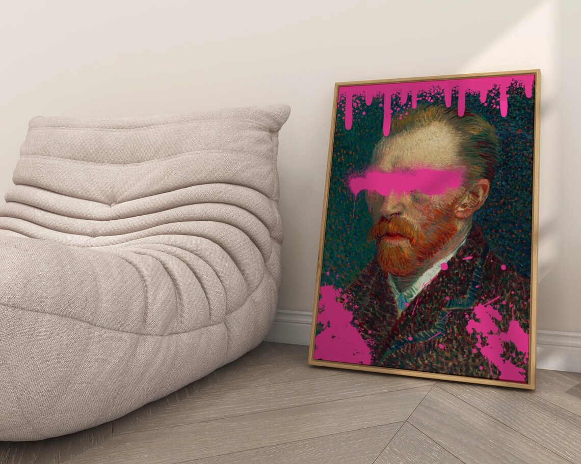 Funny Altered Art Print Urban Art Eclectic Wall Art Van Gogh Print Vintage Oil Painting Street Art Print Graffiti Poster Print - Image 2