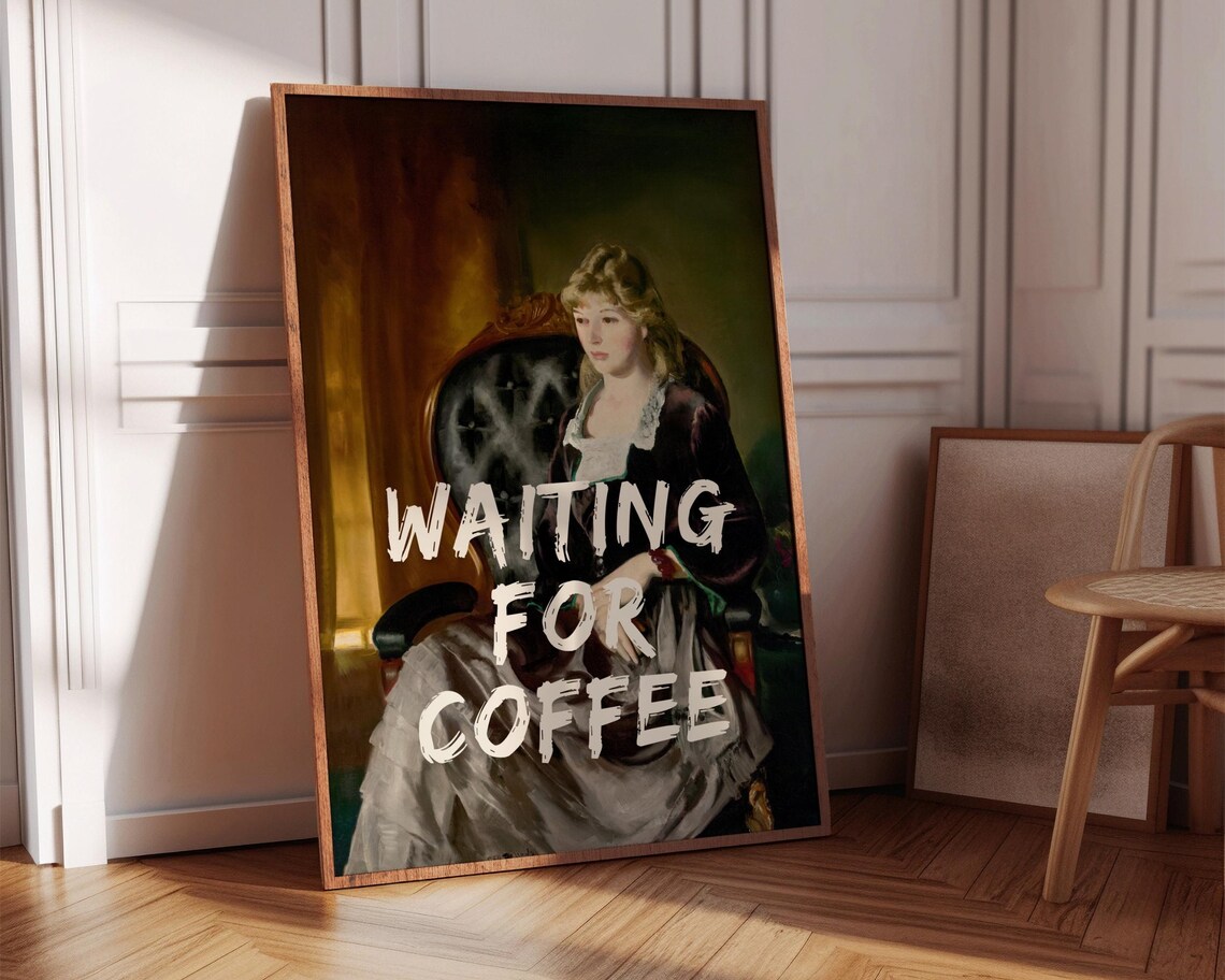 Waiting For Coffee Vintage Portrait Art Print - Image 7