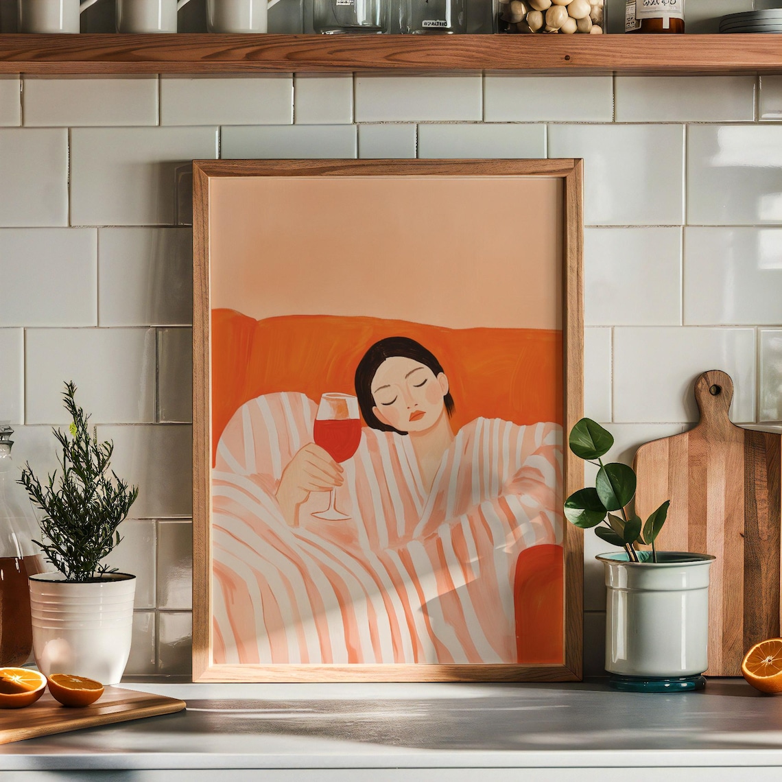 Woman Drinking Wine, Modern Abstract Wall Art - Image 5