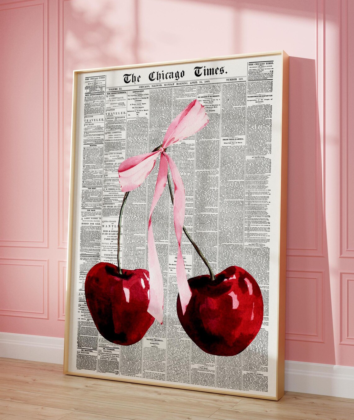 Cherry Poster, Trendy Retro Newspaper Art - Image 5