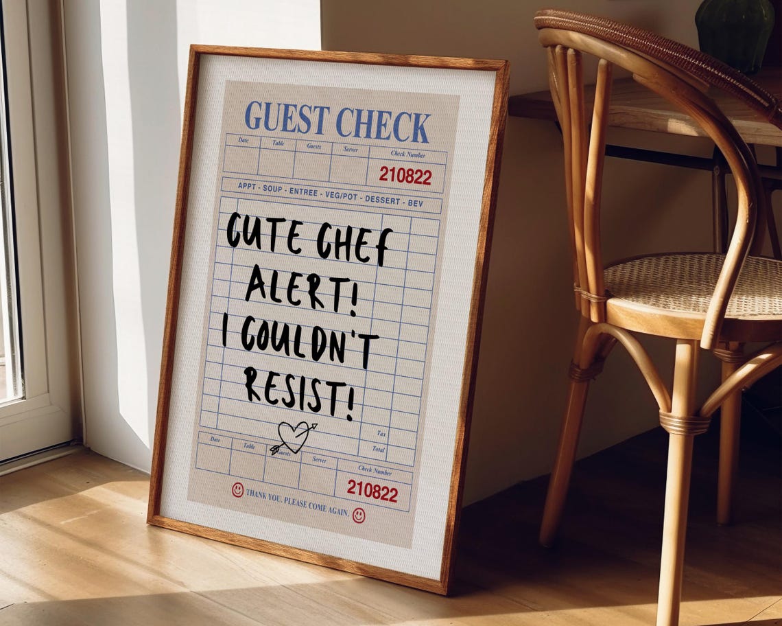 Cute Chef Alert Guest Check Print Trendy Wall Art Prints Kitchen Wall Art Retro Art Print Funky Decor Dining Room Poster Print - Image 7