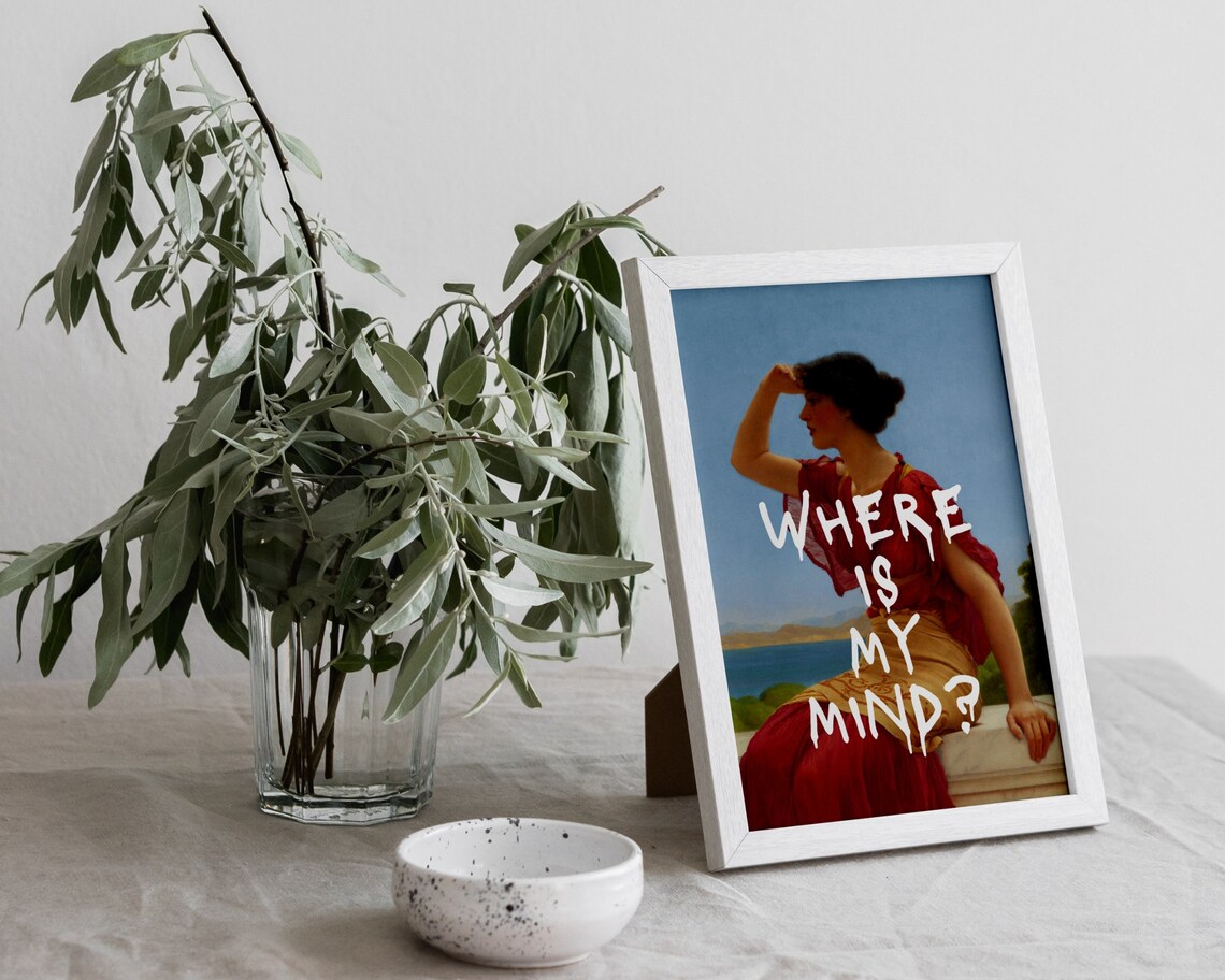 Where Is My Mind Woman By The Sea Classical Art Quote Poster - Image 4