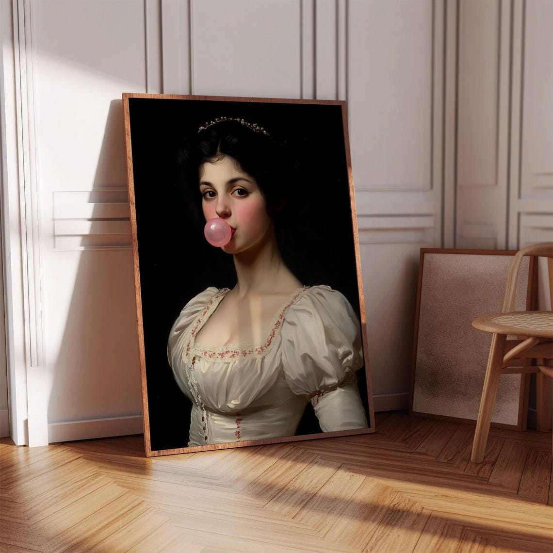 Pink Bubblegum Baroque Lady Tiara Portrait Altered Classic Art Poster - Image 8