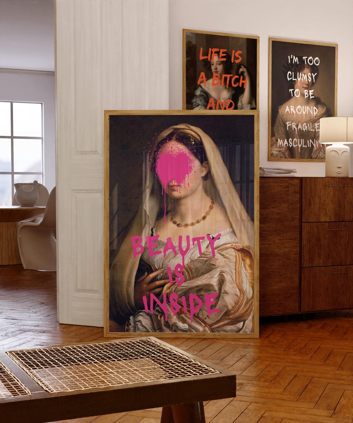 Beauty Is Inside Altered Renaissance Veiled Lady Portrait Poster - Image 8