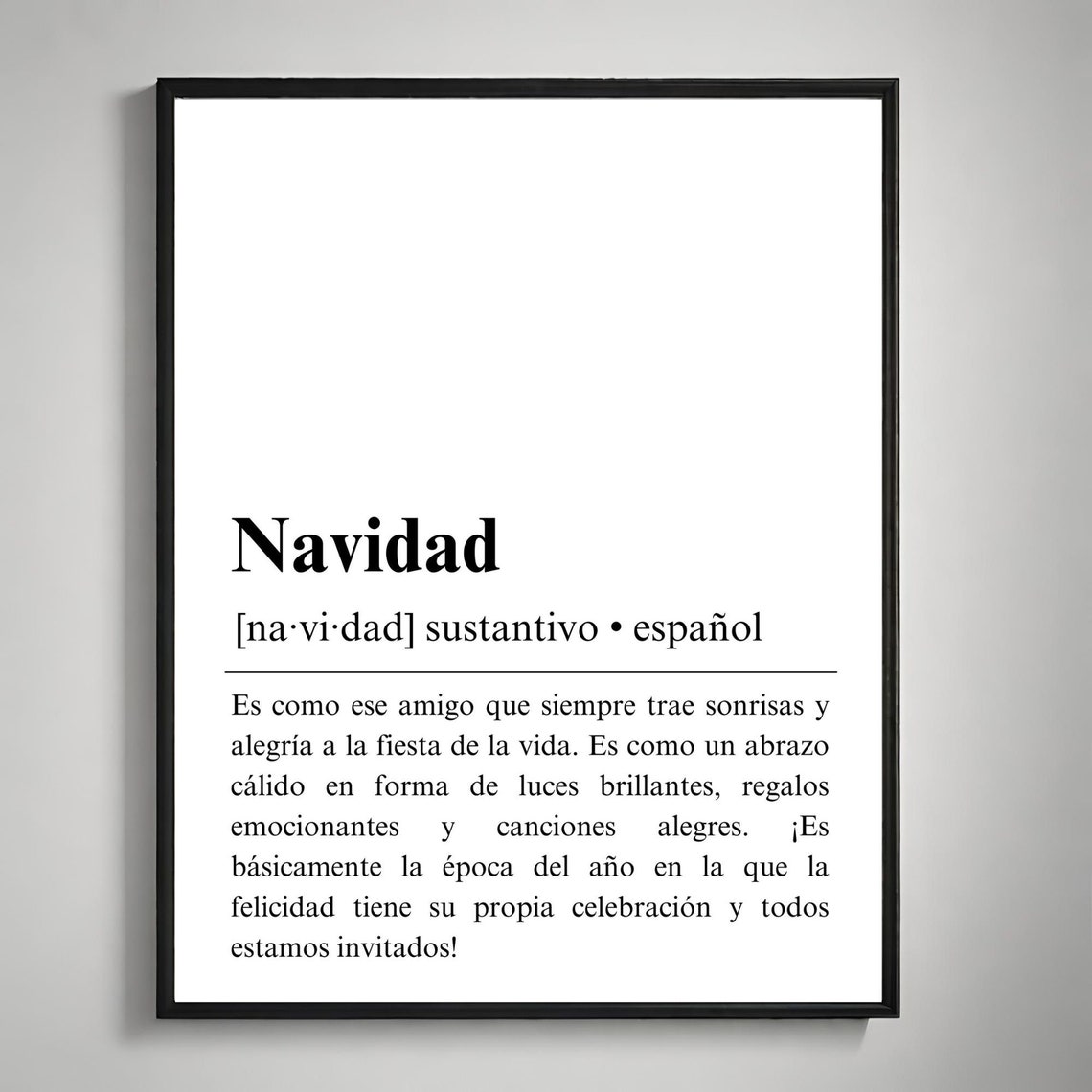 Navidad Spanish Definition Poster Celebrating Christmas in Spanish