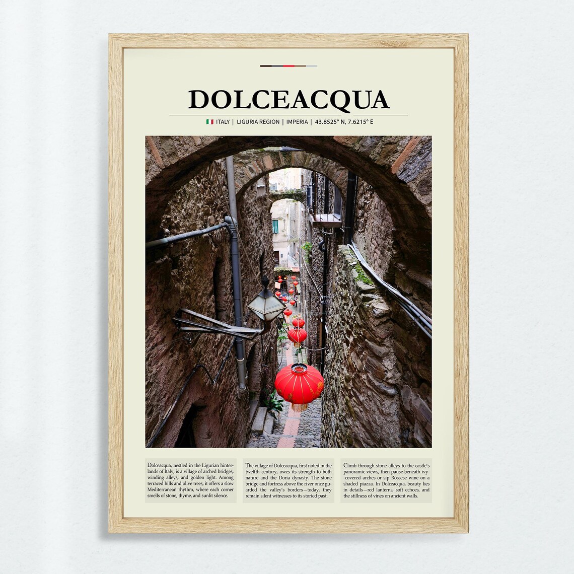 Dolceacqua Italy Liguria Stone Alley Lanterns Village Travel Poster