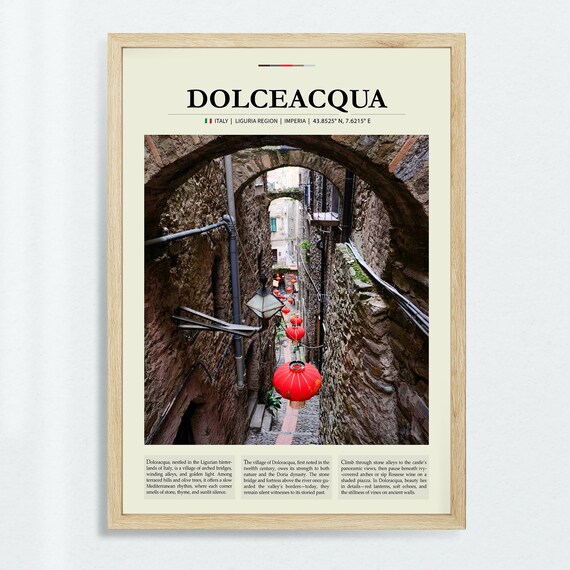 Dolceacqua Italy Liguria Stone Alley Lanterns Village Travel Poster