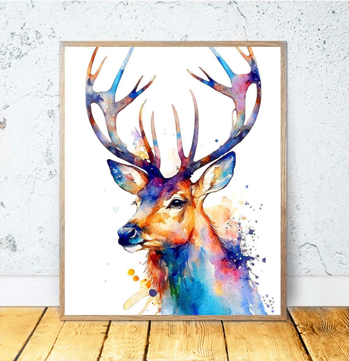 Reindeer Watercolor Art Print, Holiday Deer Decor