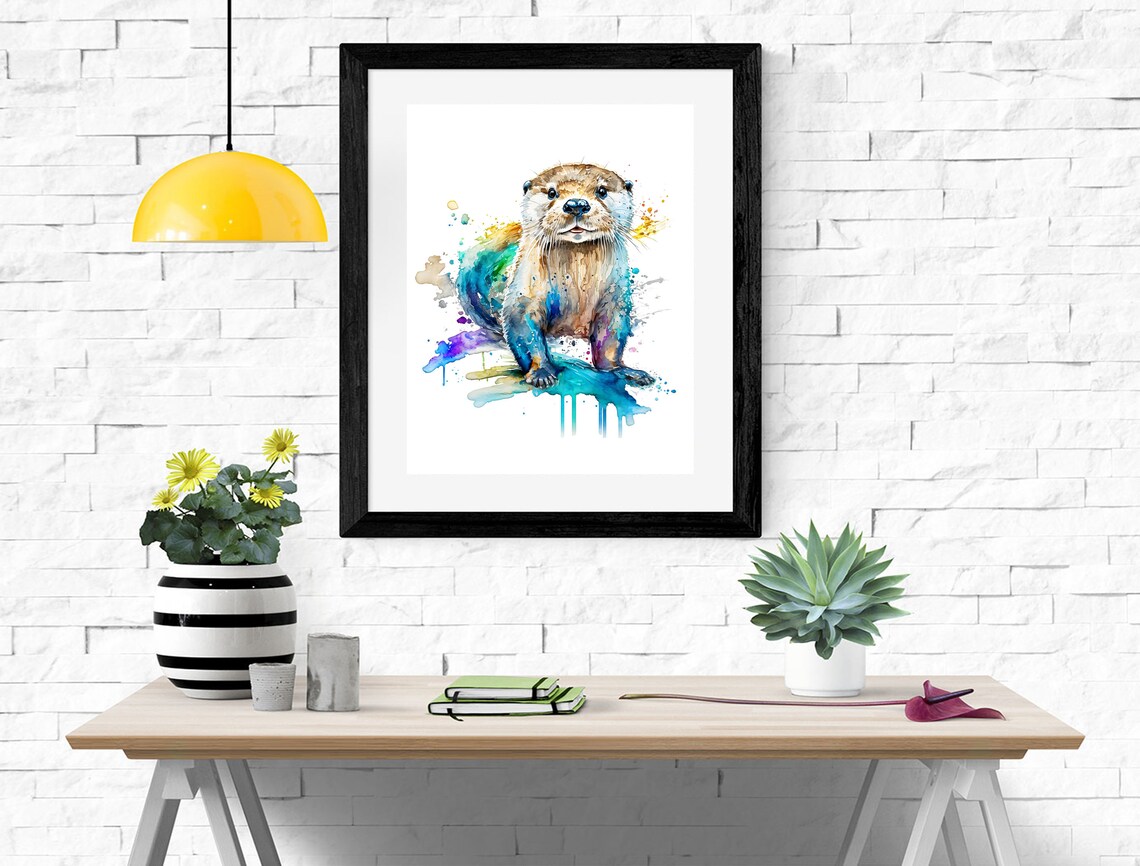 Watercolor Otter Art Print, Cute Nursery Animal - Image 2