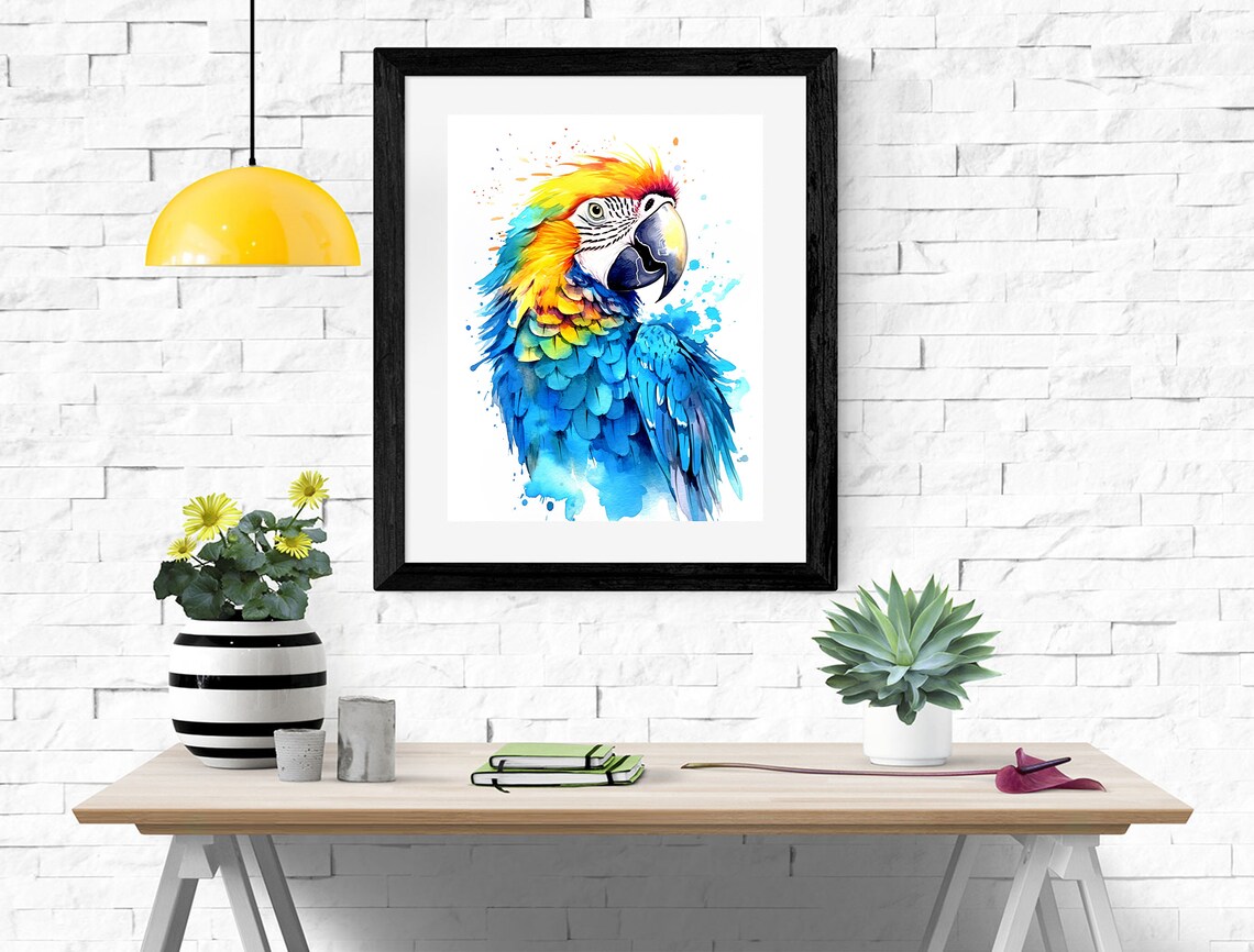 Blue And Yellow Macaw Watercolor Parrot Tropical Bird Art Poster - Image 2