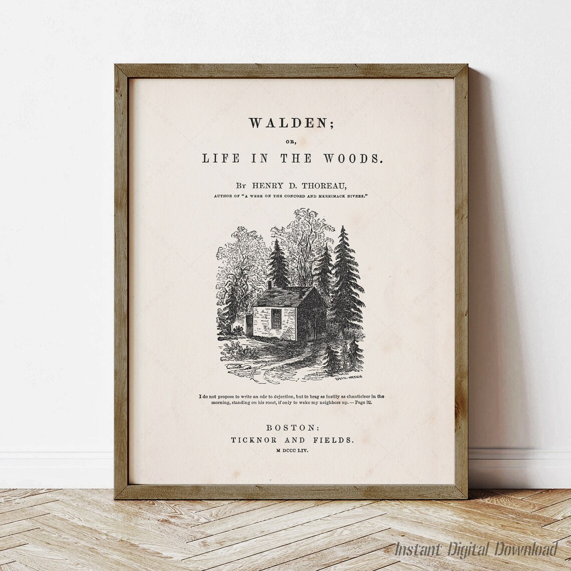 Walden Life In The Woods Title Page 1854 Henry David Thoreau Art Poster