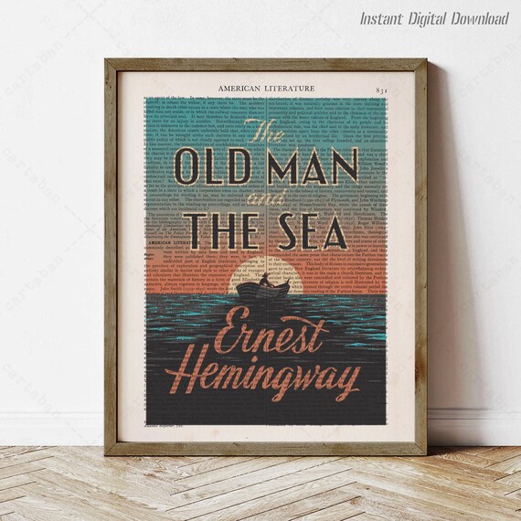 Ernest Hemingway Old Man And The Sea Sunset Fisherman Art Print Poster